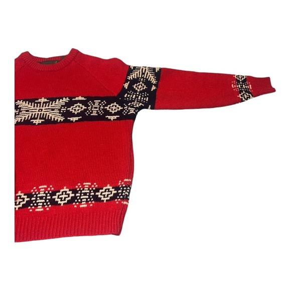 Vintage Hunting Horn Exclusively J. Riggings 100% Shetland Wool Red Crewneck - Picture 2 of 8